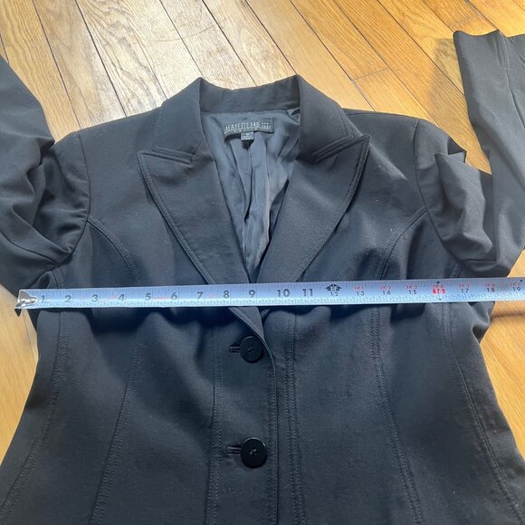 Lafayette 148 New York Size 10 Petite Black Wool Peak Lapel Fitted Blazer Jacket - Picture 10 of 16